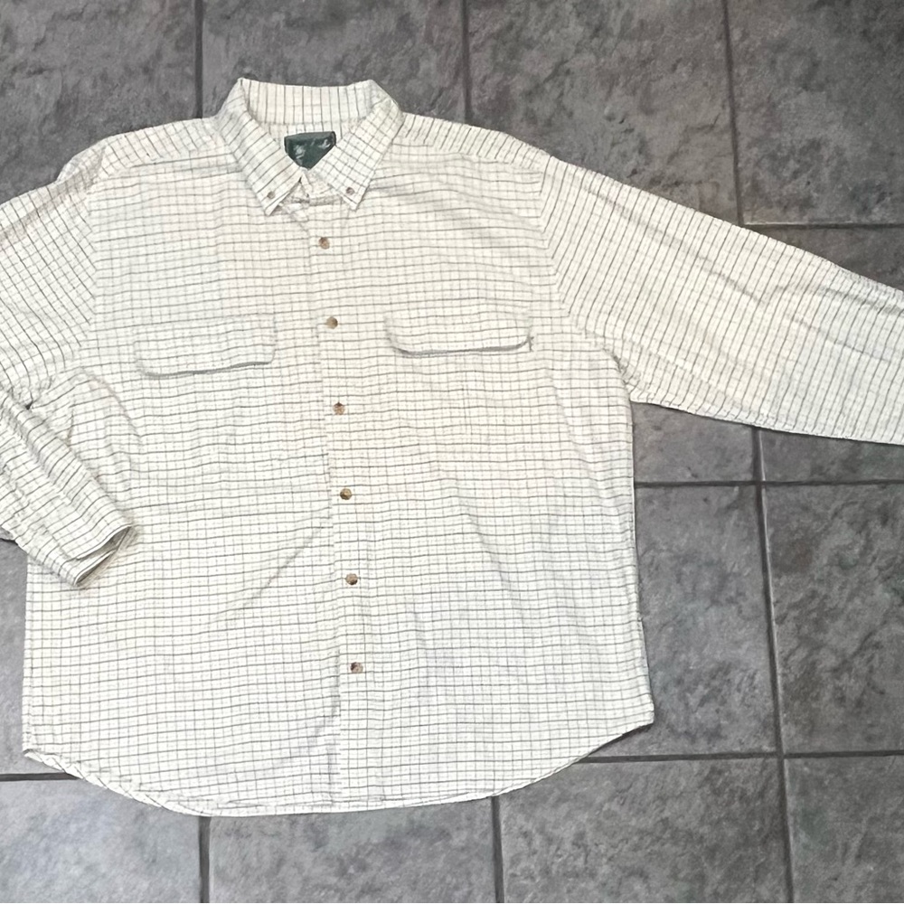 Woolrich Cotton Button Up Green And Yellow Check Men’s XL